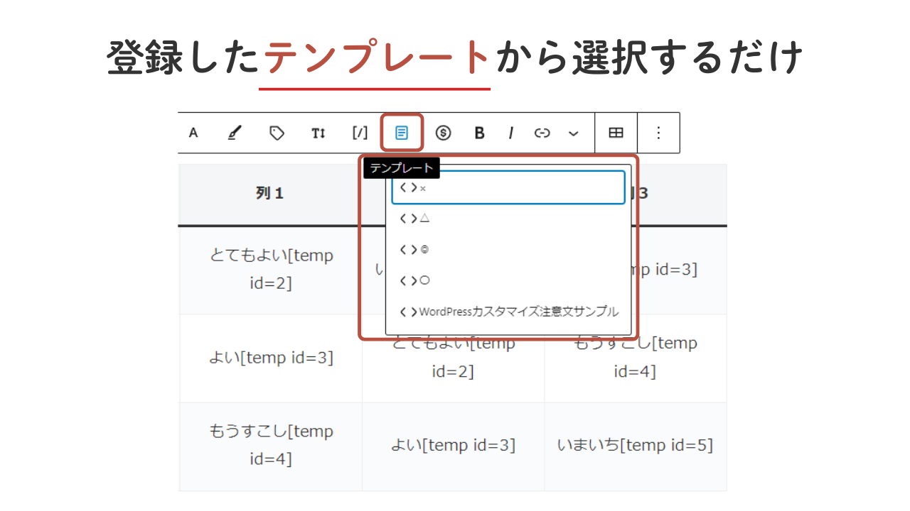 テーブル|記号を追加